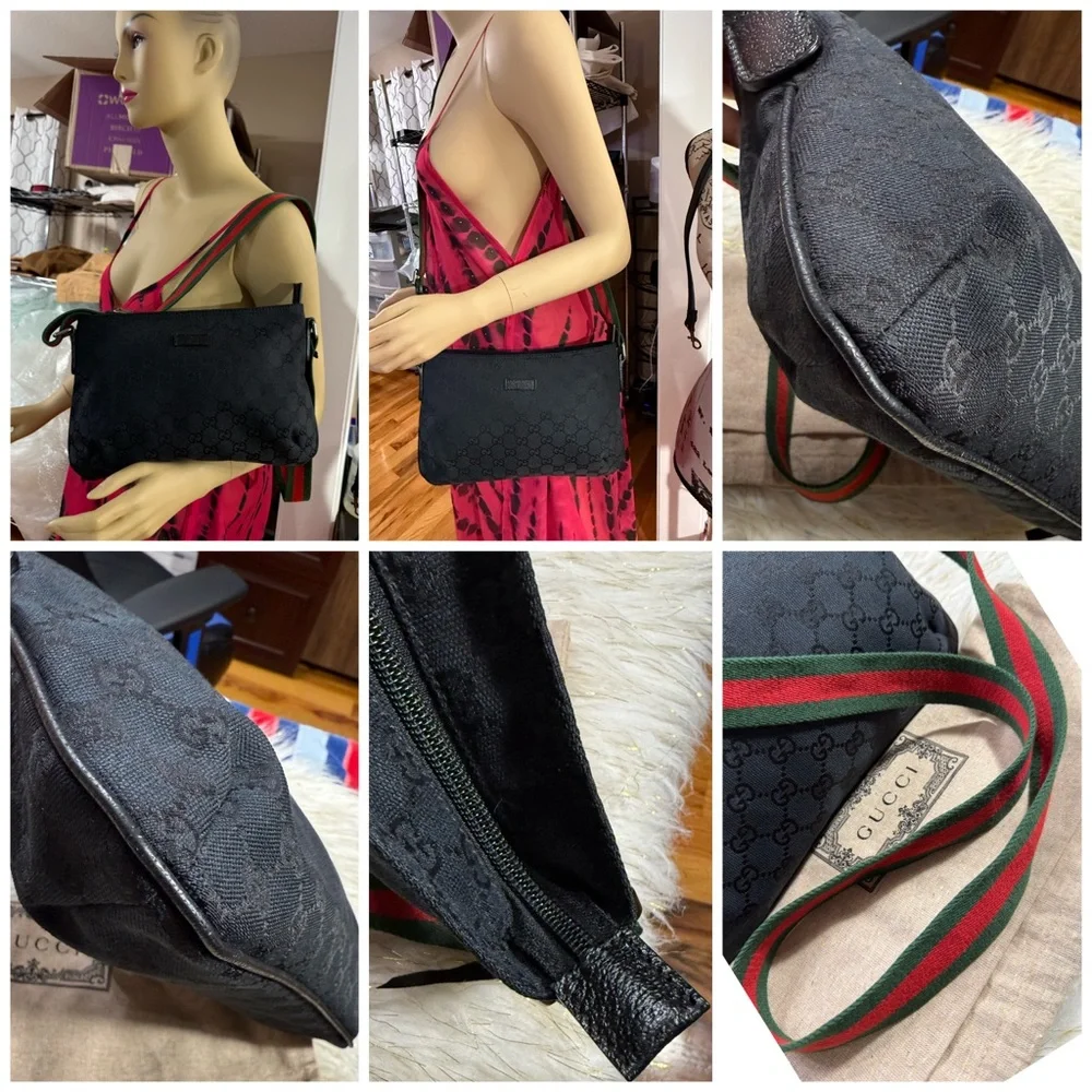 Gucci Web Black Gg Cross bag Shoulder bag Black Small, - Picture 14 of 16